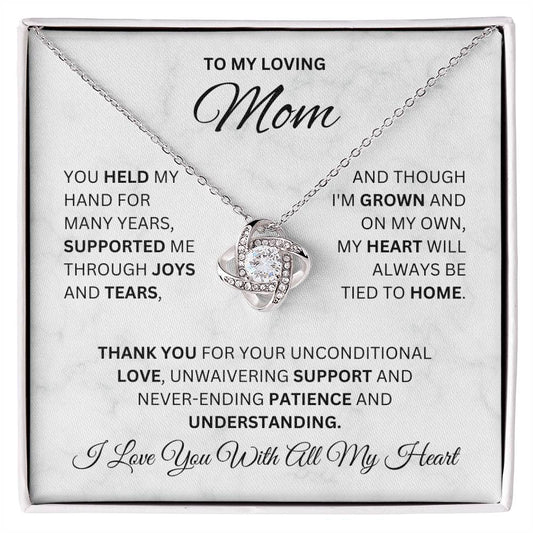 To My Loving Mom | I Love You With All My Heart -Love Knot Necklace
